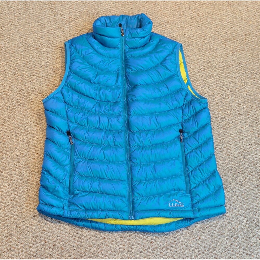 LL Bean DownTek Puffer Vest Womens Medium Blue Goose Down Outdoor Gorpcore